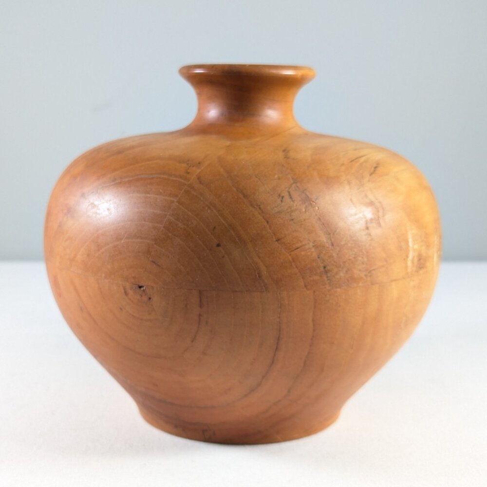 Canadian artist handmade + signed wooden vase, decorative Spalted Manitoba Maple